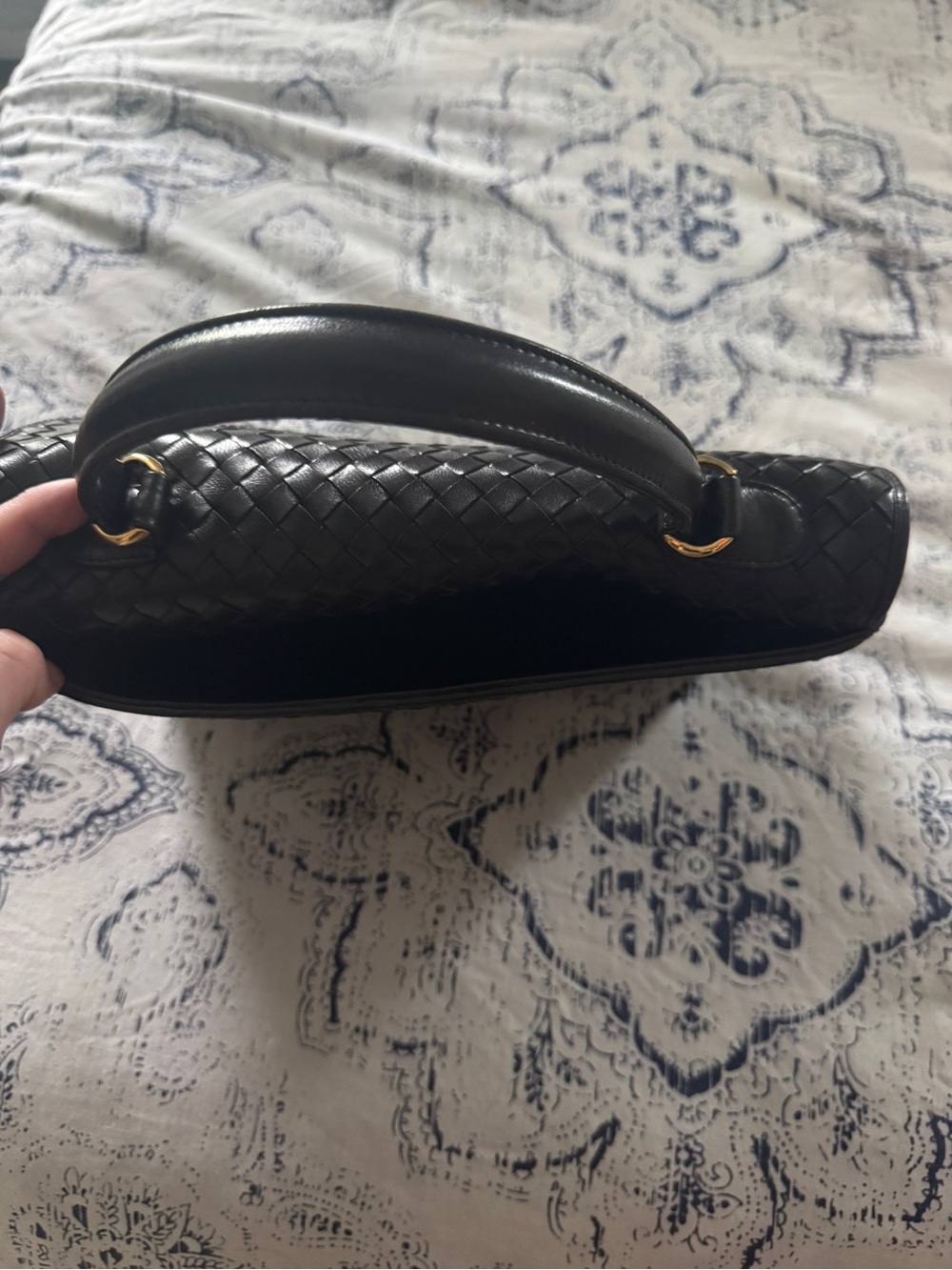 Bally Trimmed Woven Leather Top-Handle black bag. - Picture 5 of 10